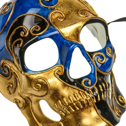 Vista 4 de ILOVEMASKS - Máscara veneciana para Halloween, diseño de calavera de azúcar muerto, para adultos, Halloween, máscara de cráneo, máscara