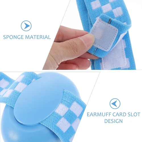 Vista 9 de Orejeras con cancelación de ruido para bebés con banda elástica ajustable, auriculares protectores azules para protección auditiva y reducción