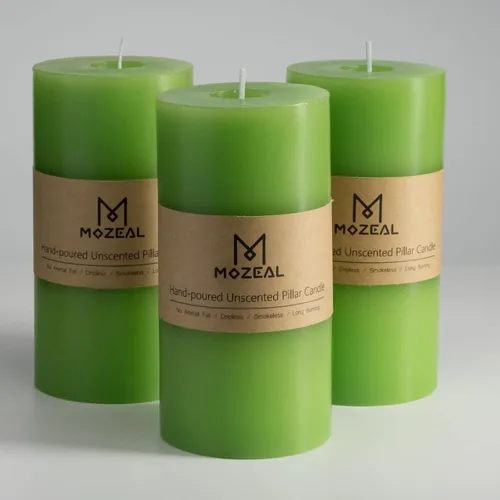 Vista 21 de MOZEAL Juego de 3 velas sin perfume vertidas a mano de 3 x 6 pulgadas, velas tipo pilar sin goteo, combustión de larga duración, aproximadamente 120