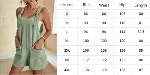 Vista 5 de Overol casual de verano para mujer, con cuello redondo, color liso, con bolsillos
