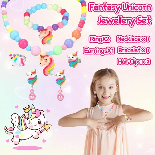 Vista 4 de Juguetes de joyería para niñas, juguetes para niñas pequeñas de 6 a 8 años, encantadores anillos, aretes, juguete para niñas de 3, 4, 5, 6, 7 años