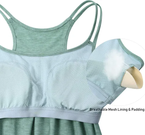 Vista 4 de Hibelle Camiseta sin mangas con espalda cruzada y brasier integrado para mujer para yoga y ejercitar