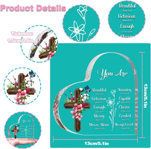 Vista 5 de Regalos cristianos inspiradores, religiosos, versículos bíblicos y regalos espirituales de aliento para mujeres, mamá, amiga, hermana, placas