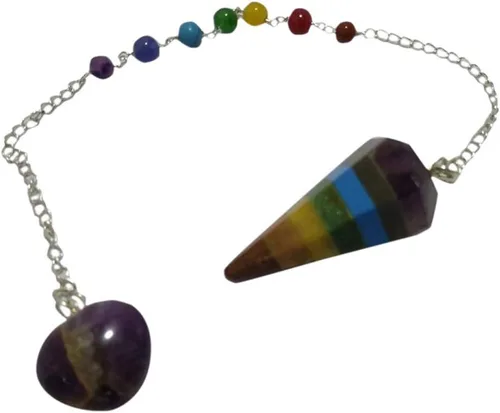 Vista 66 de WholesaleGemShop Péndulo facetado de cristal de piedras preciosas naturales