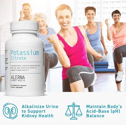 Vista 5 de Citrato de potasio 99 mg Suplemento dietético – Suplemento mineral de potasio para el equilibrio de electrolitos y soporte normal del pH – 100