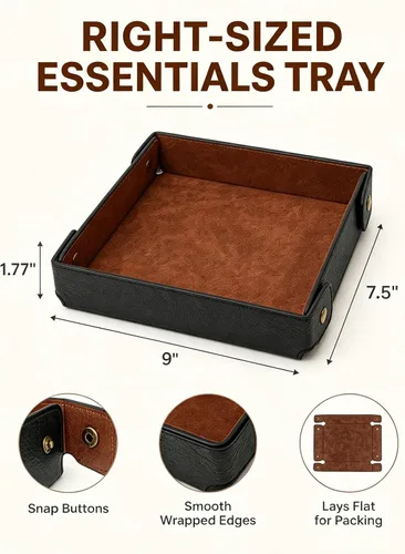 Vista 10 de Catchall EDC - Bandeja de valet de piel sintética para hombre