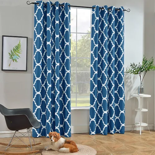 Vista 62 de Melodieux - Cortina opaca con aislamiento térmico y ojales, de estilo marroquí, 100 x 84 pulgadas, color gris (1 panel)