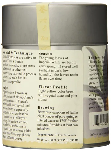 Vista 5 de The Tao of Tea, Té blanco imperial, hoja suelta, latas de 2.0 onzas