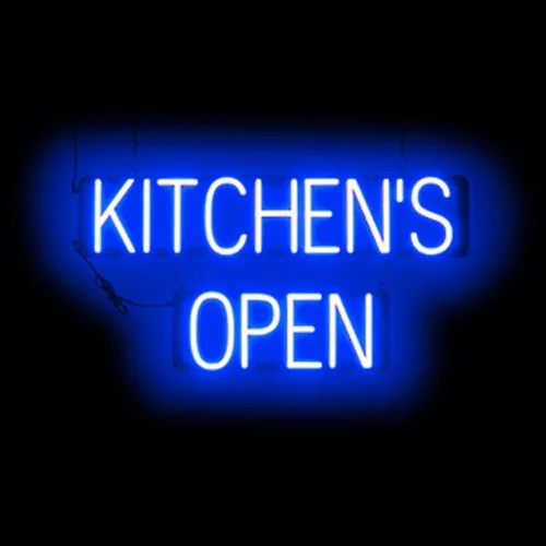 Vista 56 de SpellBrite Letrero LED Neon OPEN para negocios - Azul, 17" x 6