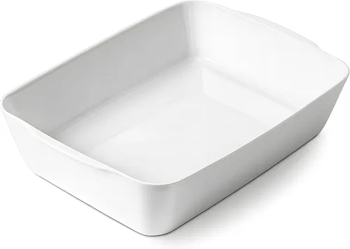 Vista 9 de HOMBENE - Cacerola blanca de 1.2 cuartos de galón, bandeja para lasaña para horno, utensilios para hornear, pequeña fuente de cerámica para hornear