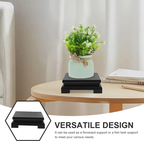 Vista 3 de Cabilock Soporte de pedestal cuadrado de madera, paquete de 2 soportes de exhibición de base de madera de 5.9 pulgadas para florero, maceta