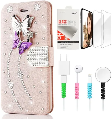 Vista 7 de Bling SSBLDwSPCPSeries-11 - Funda de piel con tapa y protector de pantalla y cable