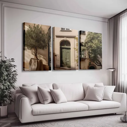 Vista 10 de Lienzo de paisaje de Italia, póster de árbol de olivo, impresiones botánicas verdes, arte de pared verde salvia, paisaje de ciudad italiana