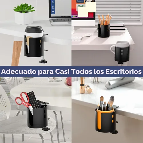Vista 6 de OOKUU - Soporte para tazas de escritorio más profundo, antiderrames para escritorio o mesa, resistente y duradero, fácil de instalar, suficiente