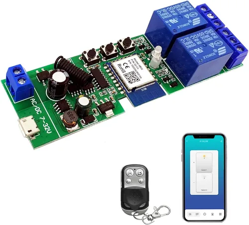 Vista 15 de Módulo de conmutación de relé WiFi inteligente de 1 canal USB 5V/AC85V-250V, compatible con control Bluetooth, control remoto de la aplicación