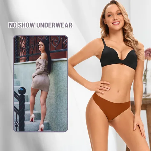 Vista 7 de Sofeavo Tangas sin costuras para mujer, bragas invisibles, ropa interior cómoda y transpirable sin costuras