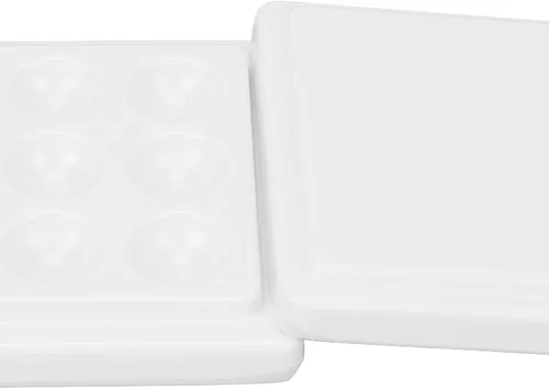 Vista 8 de Paleta de pintura de porcelana, suave y reutilizable de 12 pocillos, paleta de pintura de acuarela de color blanco puro con cubierta para artistas