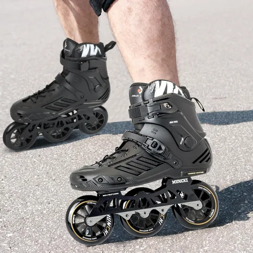 Vista 7 de Patines en línea de 3 ruedas para adultos, mujeres y hombres, ruedas profesionales para fitness al aire libre de 0.118 x 4.331 in, patines unisex