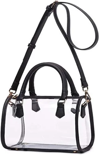 Vista 2 de Bolso transparente para mujer, bolso de hombro con asa superior, bolso de PVC Negro