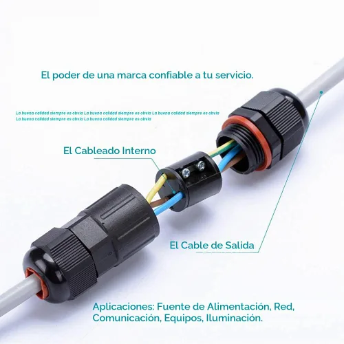 Vista 4 de 2 cajas de conexiones eléctricas impermeables IP68 para exteriores, conectores de cable subterráneo, cajas de conexiones para cables de 2 o 3 pines
