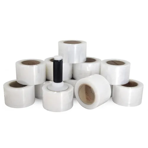 Vista 15 de IDL Packaging Mini rollo elástico de 3 pulgadas, 700 pies, calibre 120 (paquete de 2) con un mango de plástico incluido – Envoltura de plástico