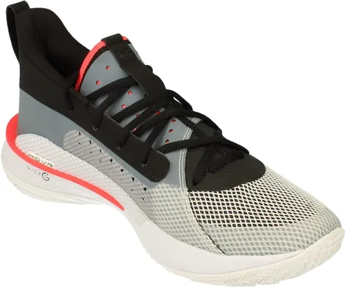 Vista 4 de Under Armour Curry 7 - Tenis de baloncesto para niños preescolares 3022114-100, BlancoNegroRojo