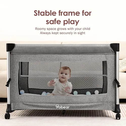 Vista 6 de Moisés para bebé 4 en 1 con colchón, configuración de un solo empuje, cuna de noche con cambiador de pañales de recién nacido a niño pequeño (gris)