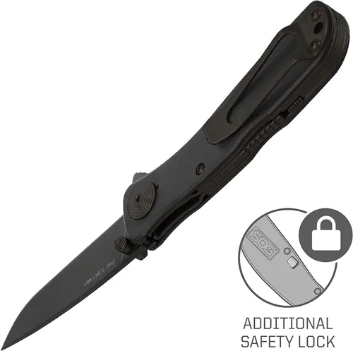 Vista 5 de SOG Twitch II Drop Point 2.65in Everyday Carry Portable Compact Well-Rounded Camping Pocket Folding Knife AUS-8 Steel Blade