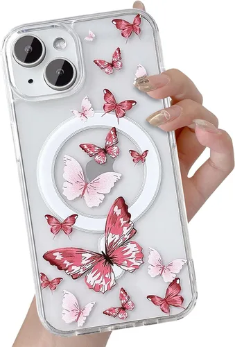 Vista 32 de UEEBAI - Funda magnética para iPhone 11, diseño de lazo, compatible con MagSafe, funda transparente delgada inalámbrica, antiamarilleo, a prueba