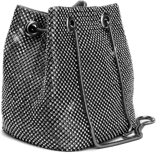 Vista 7 de Bolsa de noche para mujer, tamaño mejorado, con diamantes de imitación, bolsa brillante para fiesta, boda, cita nocturna