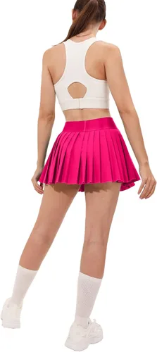 Vista 3 de Husnainna Falda de tenis plisada para mujer, pantalones cortos integrados de cintura alta, faldas atléticas con bolsillos, estilo casual