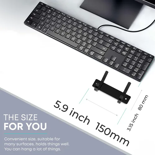 Vista 2 de Perchero de Abrigos Pequeño Negro Mate para Pared – Riel de Ganchos de Acero Inoxidable de 6 Pulgadas con 2 Ganchos Dobles para Abrigos