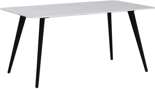 Vista 4 de LKTART Mesa de comedor ovalada blanca de 62.5 pulgadas con mesa de piedra sinterizada y patas de metal (sin sillas)