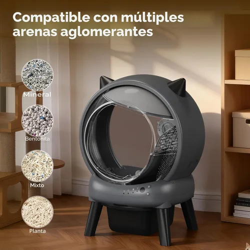 Vista 10 de Caja de arena autolimpiante para varios gatos, caja de arena automática E2, robot autolimpiante con control inteligente de aplicación y monitoreo