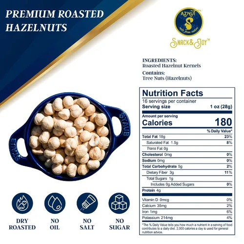 Vista 2 de Avellanas tostadas naturales sin OMG, sin sal, tostadas en seco, certificado Kosher, 16 onzas