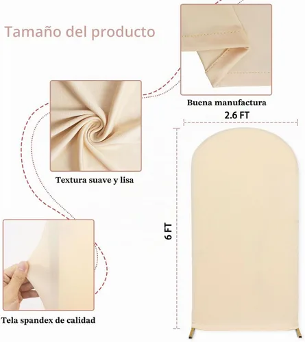Vista 2 de MODFUNS Cubierta de Arco de Boda de 6 pies Beige de Spandex Cubiertas de Arco Chiara Cubierta de Telón de Fondo de Arco para Cubiertas de Arco Telón
