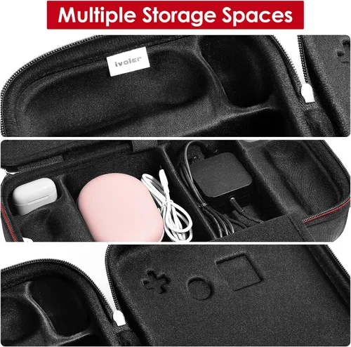 Vista 4 de iVoler Funda de transporte diseñada para cubierta de vapor, funda de transporte rígida protectora con adaptador de CA integrado, almacenamiento