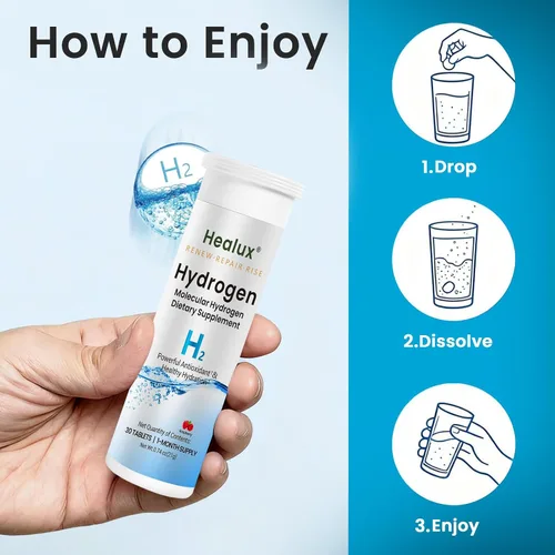 Vista 4 de Tabletas de agua de hidrógeno de 12 PPM – Tabletas moleculares de H₂ con magnesio H2 TAB Soporte antioxidante para energía, salud celular