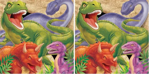 Vista 5 de Creative Converting Servilletas de papel de 3 capas de dinosaurio, almuerzo, explosión de dinosaurio
