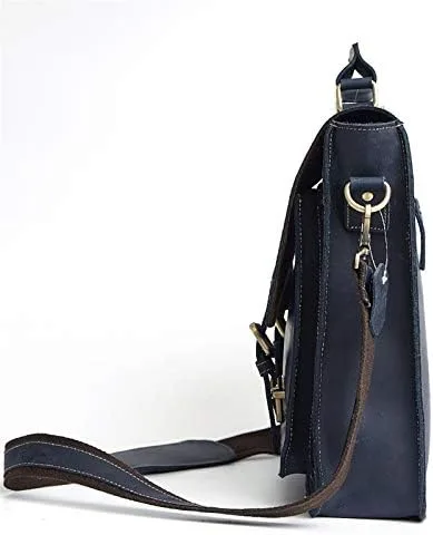 Vista 5 de BITWIT Shoulder Bags, Men's Briefcase Leather Men's Business Bag Retro Shoulder Bag Men's Men's Leather Bag (Color Black)