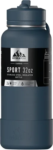 Vista 13 de Hydrapeak Botella de Agua Deportiva Aislada de 32 oz con Tapa de Pajita, A Prueba de Fugas y Derrames, Mantiene las Bebidas Frías por 24 Horas, Rubor