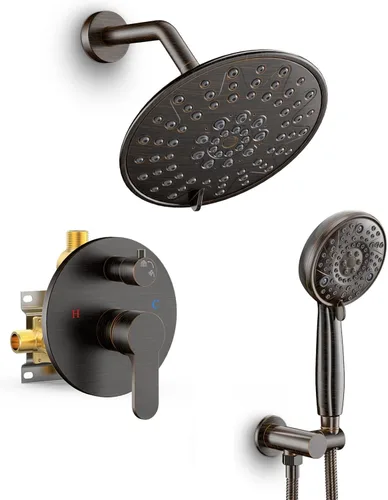 Vista 25 de SR SUN RISE Grifo de ducha – Sistema de cabezal de ducha multifuncional de alta presión de 10 pulgadas con accesorios de cabezal de ducha de mano