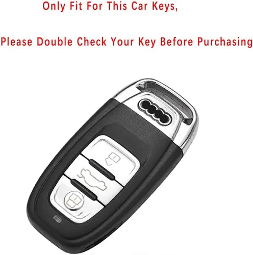 Vista 5 de Funda para llavero Beerte compatible con Audi A3 A4 A5 A6 A7 A8 S5 Q3 Q5 Q7 TT, llave inteligente de 3 botones, control remoto, llave de acceso sin