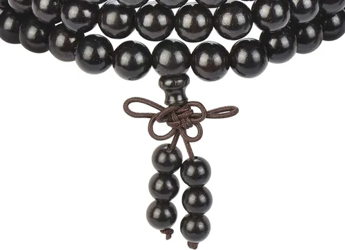 Vista 14 de Mala Beads Pulsera 108 0.315 in Meditación Sándalo Elástico..