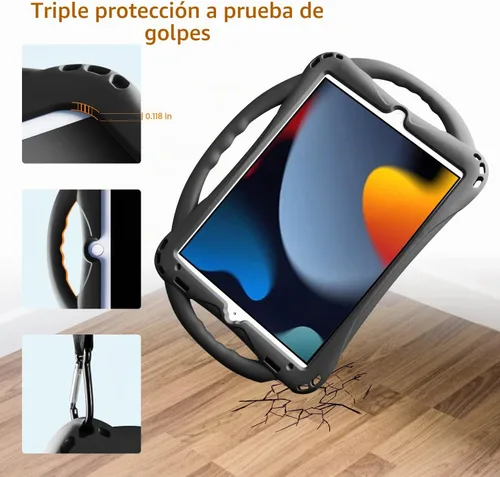 Vista 6 de TopEsct Kids Case for iPad 10.2 inch - Shockproof Silicone Cover with Tempered Glass Screen Protector and Strap - Compatible with iPad 9th/8th/7th