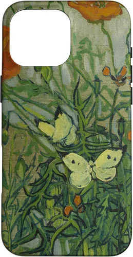 Vista 19 de Vincent Van Gogh - Carcasa para iPhone 17, diseño de mariposas y amapolas