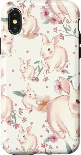 Vista 4 de Funda con diseño de carita sonriente para iPhone 15 Bunny Pattern Graffiti Doodles