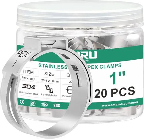Vista 10 de OURU 54 piezas de anillo de crimpado de 1/2 pulgada PEX, abrazaderas de cincha PEX de acero inoxidable 304, abrazaderas de manguera de una oreja