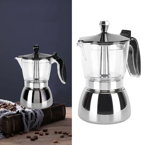 Vista 8 de Fdit Máquina clásica para estufa, 6 tazas de acero inoxidable, olla de café italiana octogonal para el hogar