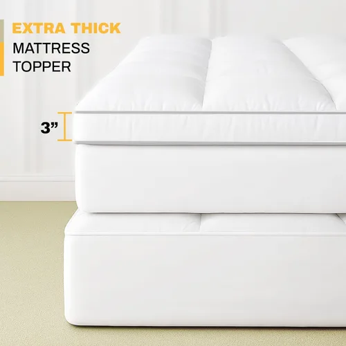 Vista 6 de Cubrecolchón refrescante extra grueso – Protector de colchón que reduce el dolor, protector acolchado suave, alternativa de relleno excesivo, parte